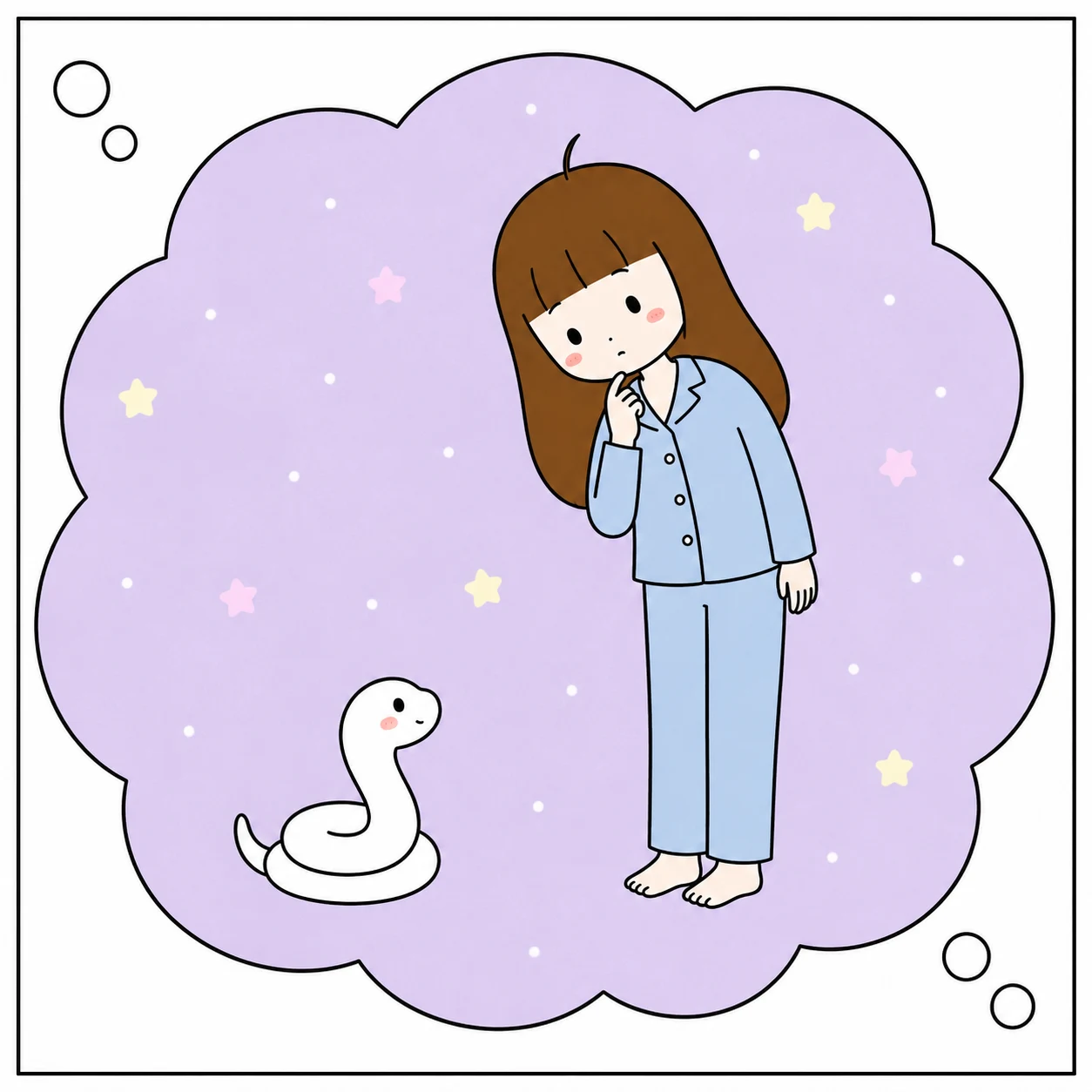 夢の中で白い蛇と出会う女性の漫画コマ